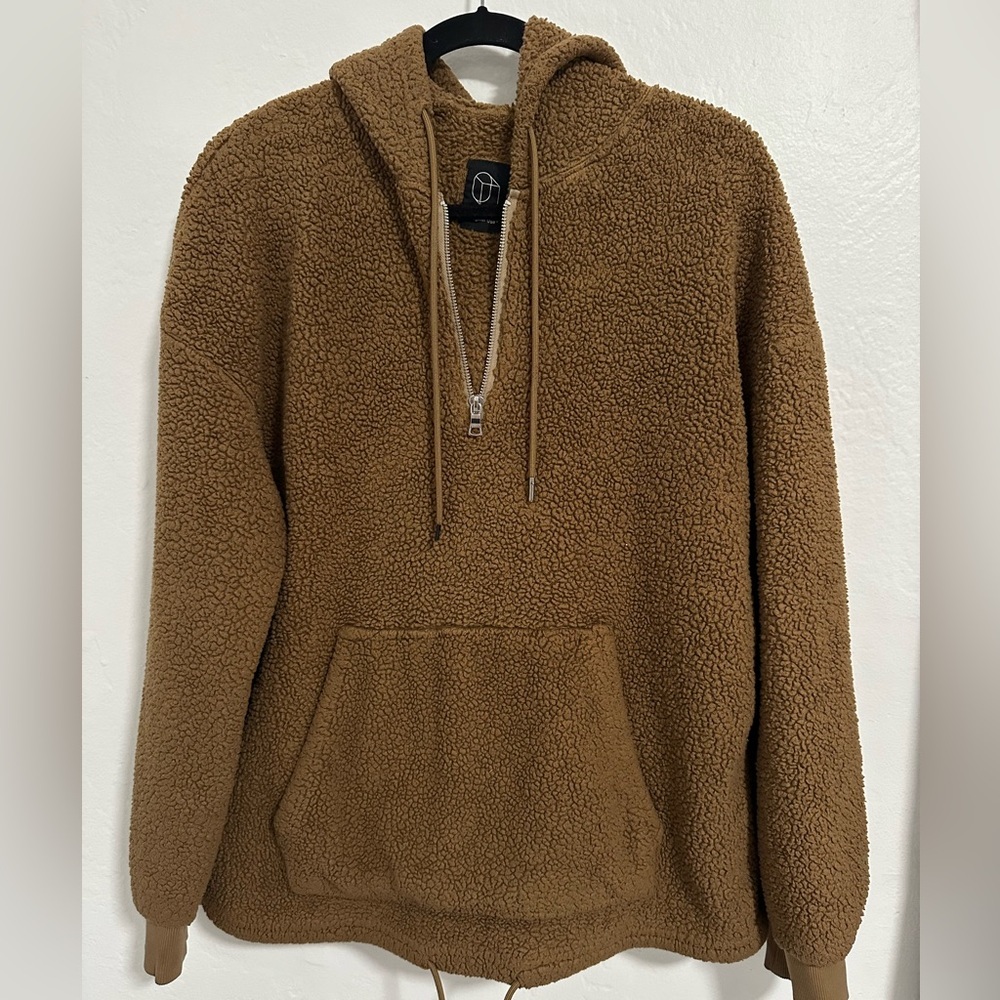 Original Use Brown Sherpa Faux Fur Hoodie Pullover – Men’s Medium